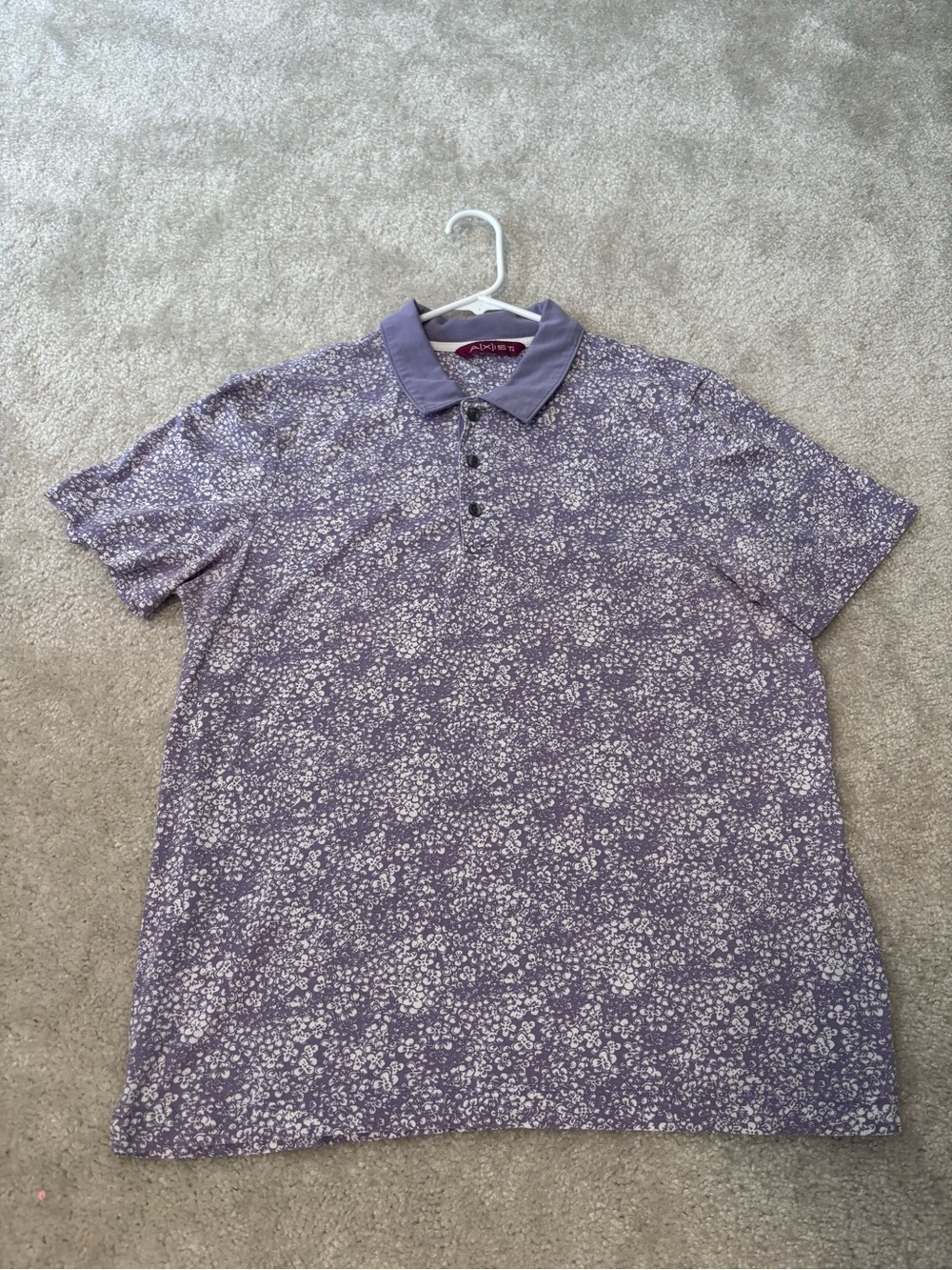 Men's Axist Purple Floral Polo Shirt (L)